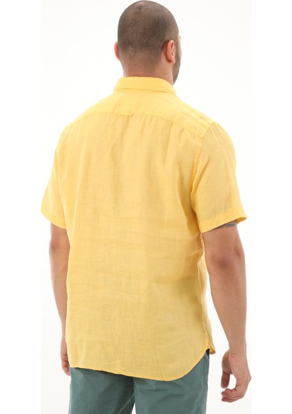 TB0A2DCCEG41 Timberland Linen Short Sleeve Shirt Erkek T-Shirt Sarı modelleri