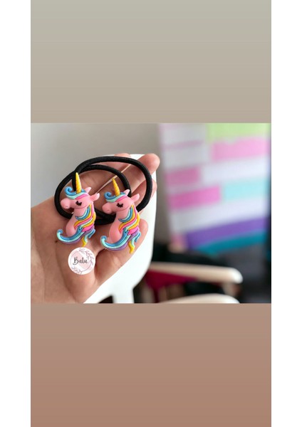 Unicorn Desen Lastik Toka Seti