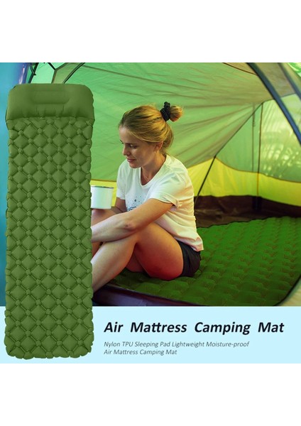 Çim Yeşili Stili Şişme Yatak Ultralight Uyku Pedi Kamp Yürüyüş Mat Hava Yatağı Katlanır Yatak Seyahat Uyku Matı ile Saklama Çantası (Yurt Dışından) fiyatları