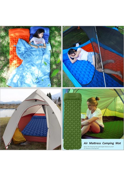 Çim Yeşili Stili Şişme Yatak Ultralight Uyku Pedi Kamp Yürüyüş Mat Hava Yatağı Katlanır Yatak Seyahat Uyku Matı ile Saklama Çantası (Yurt Dışından) indirimleri