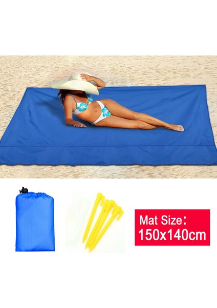 150X140CM Lacivert Tarzı cm Su Geçirmez Plaj Mat Kumsuz Açık Taşınabilir Cep Mat Seyahat Çadır Mat Yatak Kamp Yatak Pedi Battaniye (Yurt Dışından)