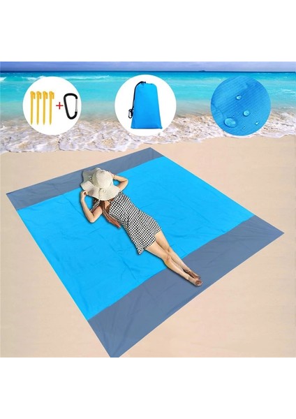 150X140CM Lacivert Tarzı cm Su Geçirmez Plaj Mat Kumsuz Açık Taşınabilir Cep Mat Seyahat Çadır Mat Yatak Kamp Yatak Pedi Battaniye (Yurt Dışından) fiyatları