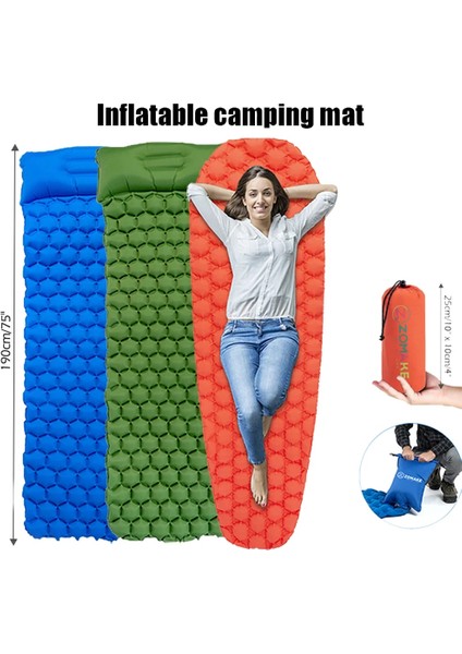 Yeşil Hava Yastığı Stili Tek Koltuk Zomake Ultralight Uyku Pedi Hızlı Doldurma Hava Yastığı Kamp Uyku Yatağı Trekking Yürüyüş Kamp Yatağı Şişme Tek (Yurt Dışından) fiyatları