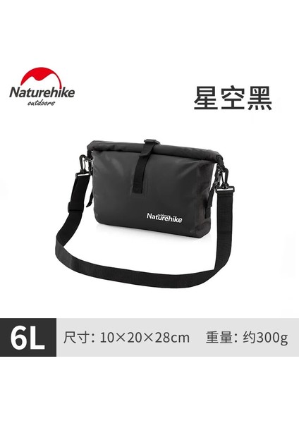 6l Siyah Stil Naturehike Dış Mekan Su Geçirmez Çanta Turizm Tek Omuz Eğik El Çantası Plaj Tatili Kuru ve Islak Ayırma Su Geçirmez Çanta (Yurt Dışından)