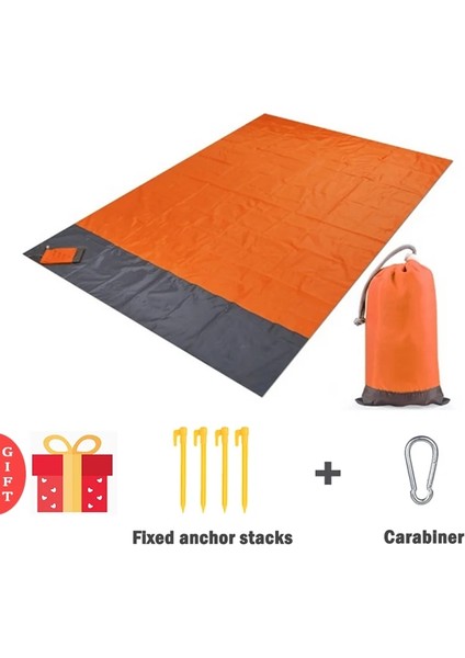 Turuncu Tarzı 200X210CM 2x2.1m Su Geçirmez Plaj Battaniyesi Katlanır Kamp Mat Yatak Taşınabilir Cepli Hafif Açık Battaniye Seyahat Mat (Yurt Dışından)