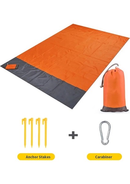 Turuncu Tarzı 140X200CM Onlıvıng Cep Plaj Battaniyesi Su Geçirmez Plaj Mat Protable Hafif Kamp Zemin Mat Açık Uyku Yatağı (Yurt Dışından)