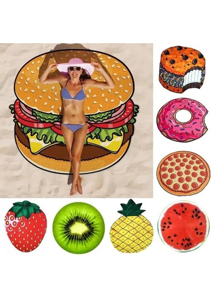 No.9 Tarzı Polyeater Plaj Paspasları Goblen cm Hamburger Meyve Baskı Mat Plaj Battaniyesi Açık Yürüyüş Seyahat Kamp Mat Için (Yurt Dışından) modelleri