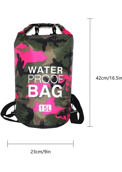 15L No.28 Stili Pvc Su Geçirmez Kuru Çanta 5l 10L 20L 30L Camo Açık Dalış Katlanabilir Erkek Kadın Plaj Yüzme Çantası Rafting Nehir Okyanus Sırt Çantası (Yurt Dışından)