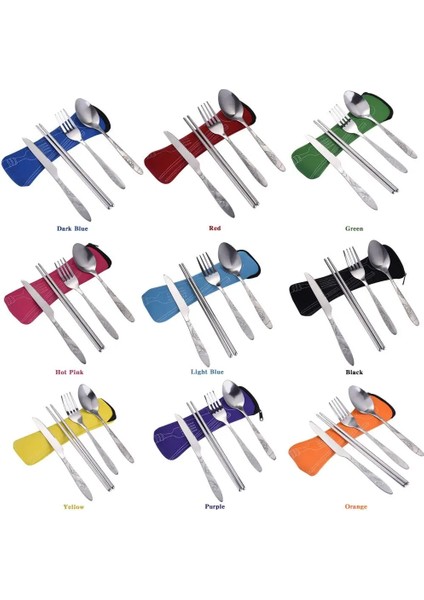 Açık Mavi Tarzı Çatal Kaşık Chopstickecesset Paslanmaz Çelik Çatal Bıçak Takımı Açık Taşınabilir Seyahat Kamp Sofra Takımı (Yurt Dışından) fiyatları