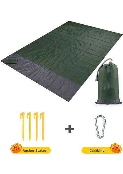 Yeşil Stil 200X210CM 2x2.1m Su Geçirmez Cep Plaj Battaniyesi Katlanır Kamp Mat Yatak Taşınabilir Hafif Mat Açık Mat Kum Plaj Mat (Yurt Dışından)