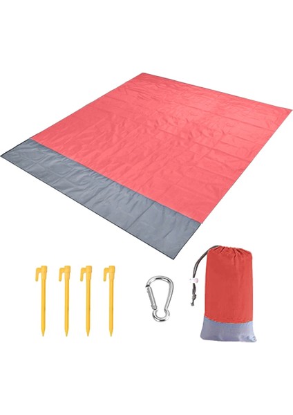 Chaoduo Shop Kırmızı Gri Stil 200X210CM 2x2.1 M Su Geçirmez Plaj Battaniyesi Açık Taşınabilir Mat Kamp Zemin Mat Yatak Kamp Mat Kamp Yatağı Aksesuarları (Yurt Dışından)