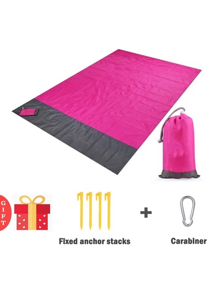 Pembe Tarzı 200X140CM 2x2.1m Su Geçirmez Plaj Battaniyesi Katlanır Kamp Mat Yatak Taşınabilir Cepli Hafif Açık Battaniye Seyahat Mat (Yurt Dışından)
