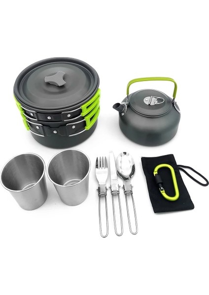 C3 Stili Et Paslanmaz Çelik Kamp Karışıklık Kiti Açık Taşınabilir Sofra Plaka Kase ile Saklama Çantası Kamp Tencere Kase (Yurt Dışından)