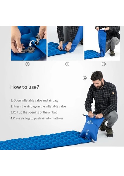 Sadece Mavi Hava Yastığı Stili Naturehike Kamp Şişme Mat Yastık ile Açık Yatak Ultralight Hava Yatağı Taşınabilir Uyku Pedi Yürüyüş Neme Dayanıklı Ped (Yurt Dışından) indirimleri