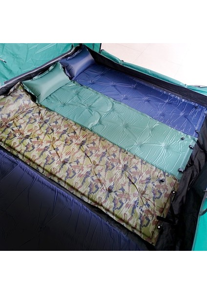 Koyu Mavi 2.5cm Tarzı Otomatik Şişme Yatak Açık Kamp Mat Hava Yastığı ile Seyahat Kamp Battaniyesi Ped Çadır Hava Yatakları Paspaslar Katlanır Yatak (Yurt Dışından) modelleri