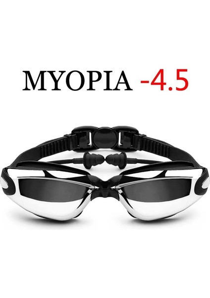 Chaoduo Shop Siyah Miyopi -4.5 Tarzı Yüzme Gözlükleri Erkek Kadın Miyopi Havuzu Kulak Tıkacı Profesyonel Optik Su Geçirmez Yüzmek Gözlük Reçete Yetişkin Dalış Gözlükleri (Yurt Dışından)