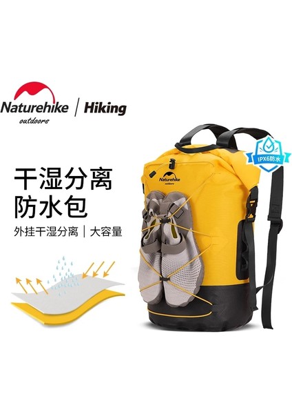15L Siyah Stil Naturehike Dış Mekan Su Geçirmez Çanta Turizm Tek Omuz Eğik El Çantası Plaj Tatili Kuru ve Islak Ayırma Su Geçirmez Çanta (Yurt Dışından)