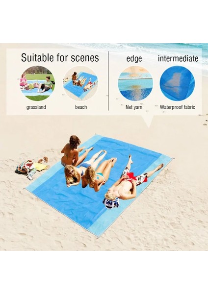 C Stili 200X200 cm Kumsuz Plaj Minderi, Su Geçirmez Polyester Sıkı Dokuma Yapı Açık Sihirli Battaniye, Kamp Malzemeleri (Yurt Dışından) modelleri