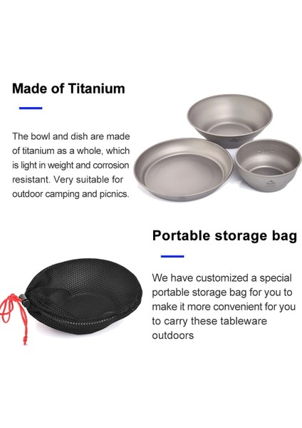 Küçük Kase Tarzı Widesea Kamp Ultralight Titanyum Kase Tabağı Tava Sofra Seti Çok Boyutlu Salata Barbekü Çanak Açık Akşam Yemeği Seyahat Tencere Fincan (Yurt Dışından) indirimleri