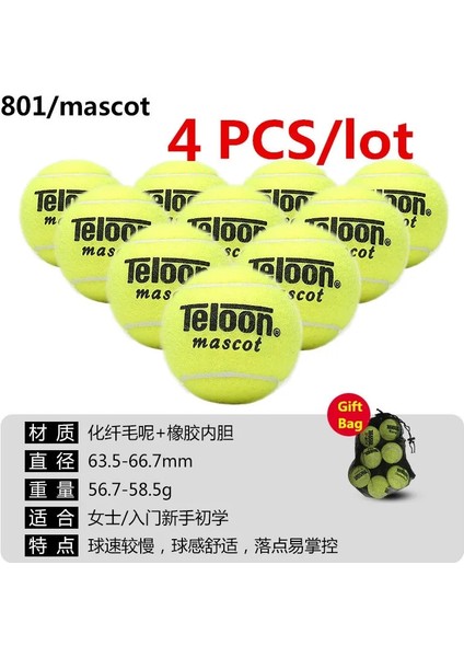 4 Adet 801 Stili Teloon Profesyonel Tenis Topları Farklı Model 603RISINGCOACHX-ACE Maç Eğitimi Için Pet Köpek Için Robot Tenis Topu K016SPA (Yurt Dışından)