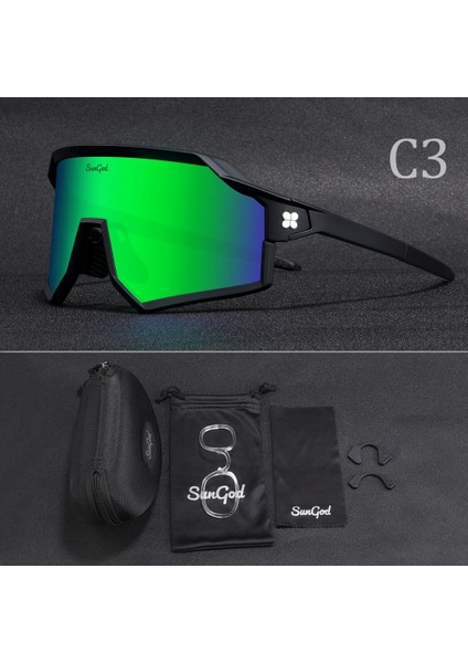 Ordu Yeşili Tarzı C3 Sungod Vulcaycling Güneş Gözlüğü Açık Hava Sporları Unisex Maraton Mtb Dağ Bisikleti Yol Bisikleti Polarize Gözlük 3 Lens Seti (Yurt Dışından)