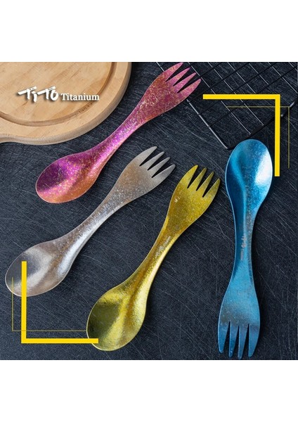 Parlak Altın Tarzı Tito Titanyum Spork Kaşık Ultralight Tencere Taşınabilir Açık Kamp Aksesuarları Yürüyüş Seyahat Sofra Için (Yurt Dışından) indirimleri