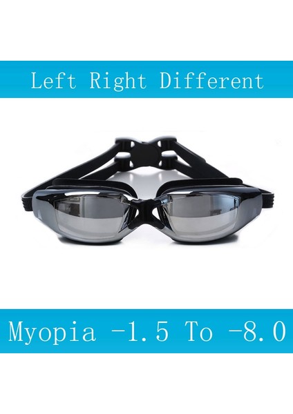 Chaoduo Shop Siyah Miyopi -7.0 Tarzı Yüzme Gözlükleri Miyopi Reçete Düzeltici Lens Havuz Su Geçirmez Yetişkin Çocuk Profesyonel Yüzme Gözlük Optik Yüzme Gözlükleri (Yurt Dışından)