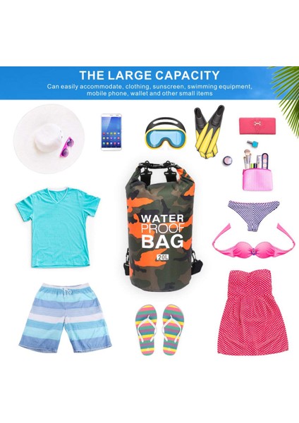 Yeşil Stil 20L Pvc Su Geçirmez Kuru Çanta 5l 10L 20L 30L Camo Açık Dalış Katlanabilir Erkek Kadın Plaj Yüzme Çantası Rafting Nehir Okyanus Sırt Çantası Yeni (Yurt Dışından) indirimleri