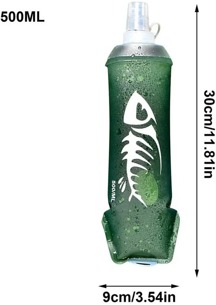 Siyah Stil 500ML Soft Flask Folding Collapsible Water Bottle Bag Tpu Free For Outdoor Travel Running Hydration Pack Waist Vest Water Bags (Yurt Dışından)