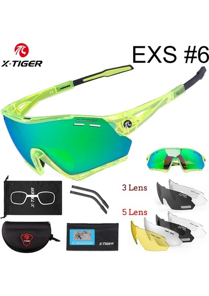Renkler 06 Stili 3 Mercek X-Tıger Yeni Bisiklet Gözlükleri Mtb Bisiklet Koruma Gözlükleri Koşu Balıkçılık Sporları Erkek Kadın 5 Lens Polarize Bisiklet Güneş Gözlüğü (Yurt Dışından)