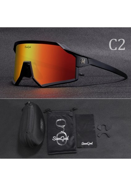 C2 Stili C2 Sungod Vulcaycling Güneş Gözlüğü Açık Hava Sporları Unisex Maraton Mtb Dağ Bisikleti Yol Bisikleti Polarize Gözlük 3 Lens Seti (Yurt Dışından)