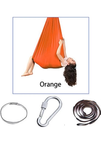 Turuncu Tarzı 1.5m Çocuklar Pamuk Açık Kapalı Salıncak Hamak Sarılmak Için Duyusal Çocuk Terapisi Yumuşak Elastik Koli Sabit Koltuk Salıncak (Yurt Dışından)