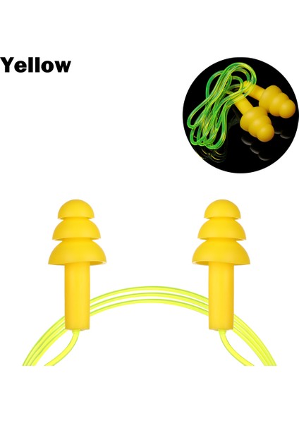 Chaoduo Shop Sarı Stil 1 Çift Şeker Renk Yumuşak Silikon Kordonlu Kulak Tıkaçları Su Sporları Kulak Koruma Gürültü Azaltma Kulak Tıkacı Yüzme Havuzu Aksesuarı (Yurt Dışından)