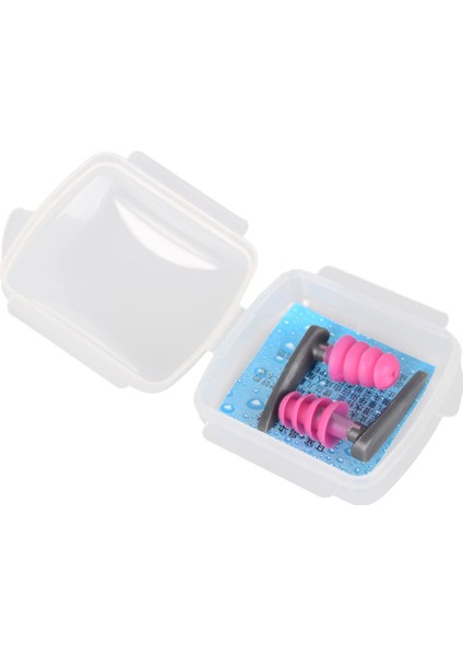 Pembe Tarzı Yumuşak Silikon Yüzme Kulak Tıkaçları Rahat Su Geçirmez Gürültü Önleyici Yeniden Kullanılabilir Işitme Koruması Kulakiçi Saklama Kutusu (Yurt Dışından)