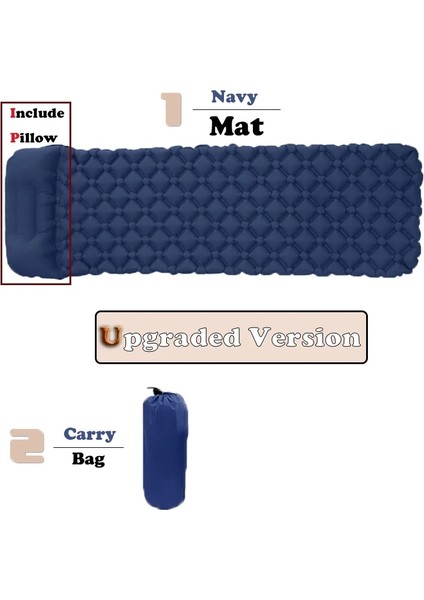 Donanma Stilini Yükselt Su Geçirmez Kamp Uyku Pedi Şişme Hava Yatakları Açık Mat Mobilya Yatak Ultralight Yastık Yastık Yürüyüş Trekking (Yurt Dışından)