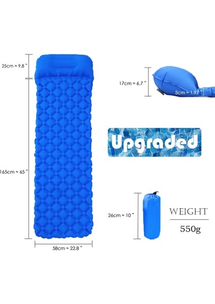 Donanma Stilini Yükselt Su Geçirmez Kamp Uyku Pedi Şişme Hava Yatakları Açık Mat Mobilya Yatak Ultralight Yastık Yastık Yürüyüş Trekking (Yurt Dışından) fiyatları