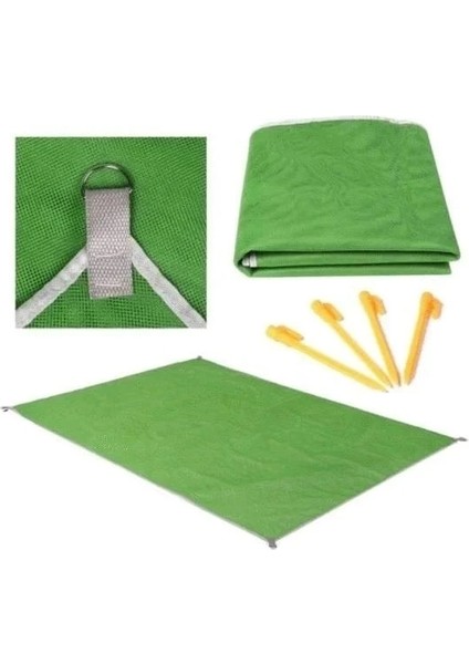 Yeşil Stil 200X150CM 2m * 2m Kamp Kumsuz Sihirli Plaj Kumsuz Mat Seyahat Açık Büyük Yatak Su Geçirmez Çanta Battaniye Katlanabilir (Yurt Dışından)