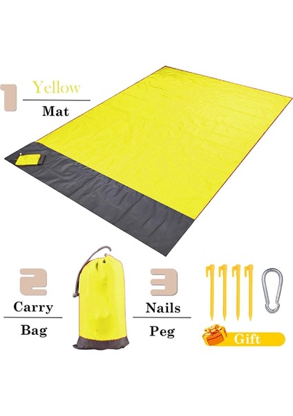 Sarı Stil 140CM x 200CM Su Geçirmez Kamp Mat Plaj Battaniyesi Açık Taşınabilir Hafif Mattreknic Battaniye Turizm Zemin Halı Katlanır Çadır (Yurt Dışından)