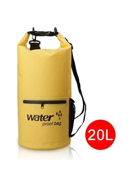 20L Sarı Stil 10L 20L Açık Nehir Yürüyüş Çantası Çift Omuz Askısı Yüzme Su Geçirmez Çantalar Ultra Hafif Kuru Organizatörler Sürüklenen Kano (Yurt Dışından)