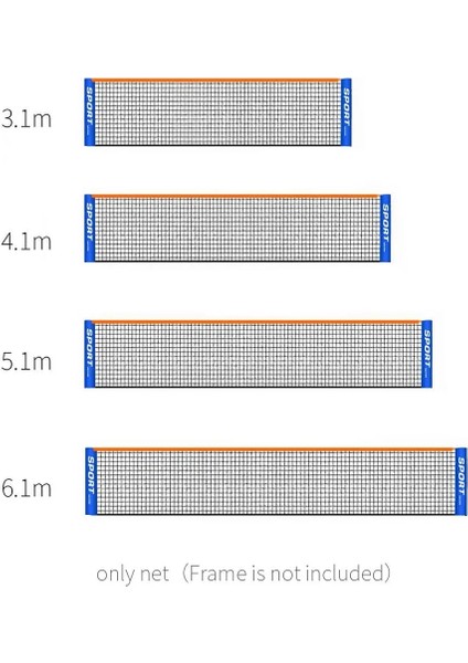 6,1 M Stili 6.1 *0.76M Standart Profesyonel Tenis Eğitim Ağı Badminton Ağı Açık Tenis Ağı Örgü Voleybol Ağı Çerçevesiz Egzersiz (Yurt Dışından)