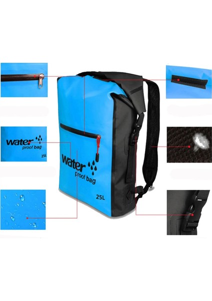 Mavi Stil 25L Açık Su Geçirmez Yüzme Çantası Sırt Çantası Kovası Kuru Çuval Saklama Çantası Rafting Kano Sporları Kano Nehir Su Geçirmez Çanta (Yurt Dışından) fırsatları