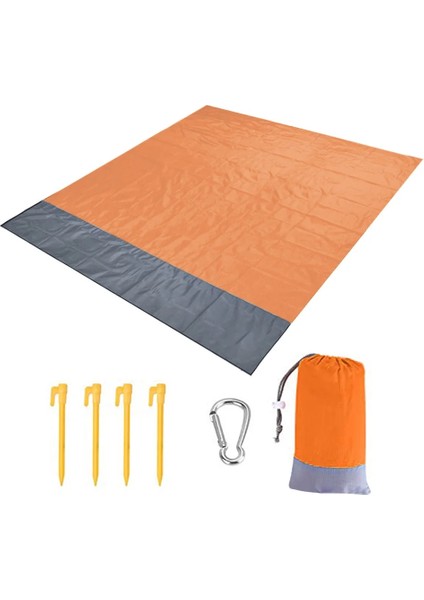 Turuncu Tarzı 200X210CM 2x2.1 M Su Geçirmez Plaj Battaniyesi Açık Taşınabilir Mat Kamp Zemin Mat Yatak Kamp Mat Kamp Yatağı Aksesuarları (Yurt Dışından)