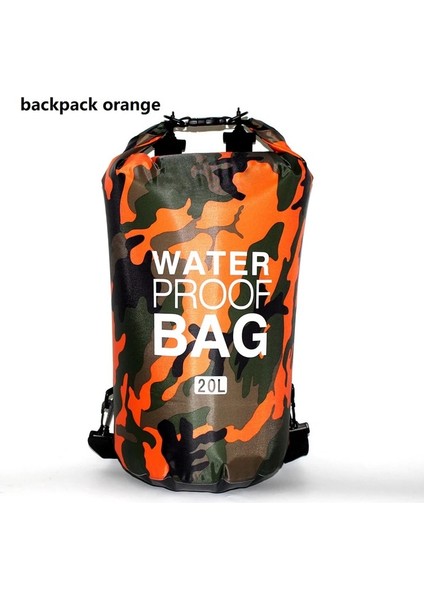 20L Turuncu Stil 5l 10L 15L 20L 30L Pvc Su Geçirmez Yüzme Kuru Çanta Camo Açık Katlanabilir Erkek Kadın Plaj Dalış Çantası Rafting Nehir Okyanus Sırt Çantası (Yurt Dışından)