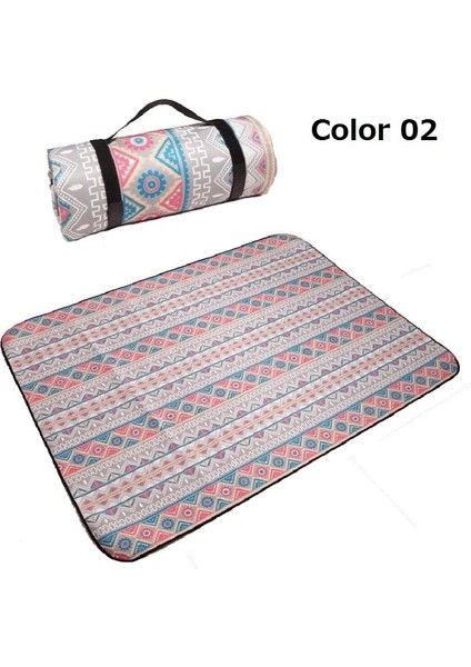 Renk 02 Stili 150X130CM Açık Kamp Mat Moda Ulus Tarzı Baskılı Kalınlaşmış Taşınabilir Neme Dayanıklı Mat Aile Beald Oyun Pedi Için (Yurt Dışından)