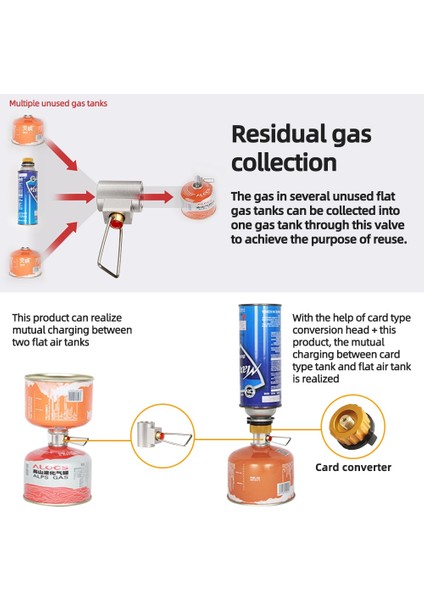 Şeffaf Tüp Stili Açık Kamp Gaz Sobası Brülör Adaptörü Propan Dolum Adaptörü Bölünmüş Tip Fırın Dönüştürücü Konektörü Autooff Gaz Tankı Silindir (Yurt Dışından) modelleri