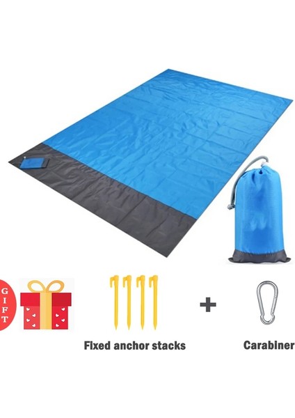 Mavi Stil 200X140CM 2x2.1m Su Geçirmez Plaj Battaniyesi Katlanır Kamp Mat Yatak Taşınabilir Cepli Hafif Açık Battaniye Seyahat Mat (Yurt Dışından)