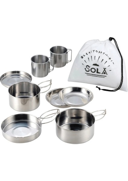 8 Adet Açık Tava Seti Paslanmaz Çelik Istifleme Tencere Yürüyüş Pot Kamp Tencere Yapışmaz Ooking Kase Pot Kiti (Yurt Dışından)