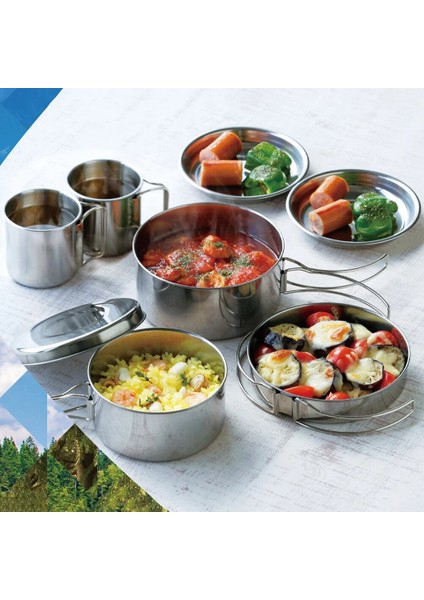 8 Adet Açık Tava Seti Paslanmaz Çelik Istifleme Tencere Yürüyüş Pot Kamp Tencere Yapışmaz Ooking Kase Pot Kiti (Yurt Dışından) modelleri