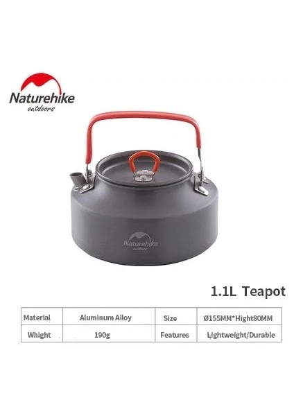 1.1l Tarzı Naturehike L Kamp Tencere Açık Havada Pişirme Eloksallı Alüminyum Barbekü Cezve Ultralight Seyahat Yürüyüş Sofra Takımı (Yurt Dışından)