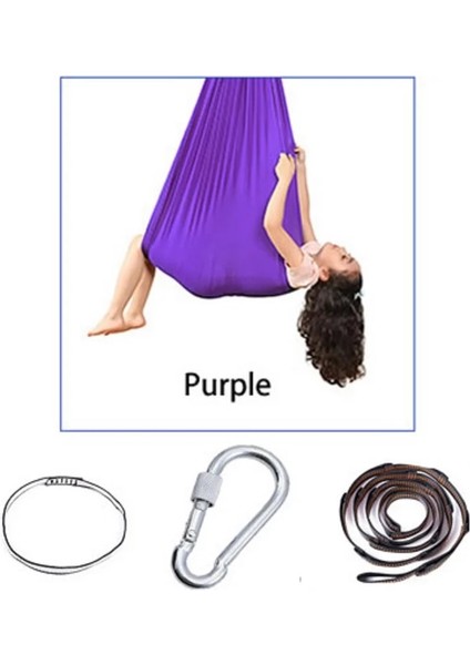 Koyu Mor Tarzı 1.5m Çocuklar Pamuk Açık Kapalı Salıncak Hamak Sarılmak Için Duyusal Çocuk Terapisi Yumuşak Elastik Koli Sabit Koltuk Salıncak (Yurt Dışından)